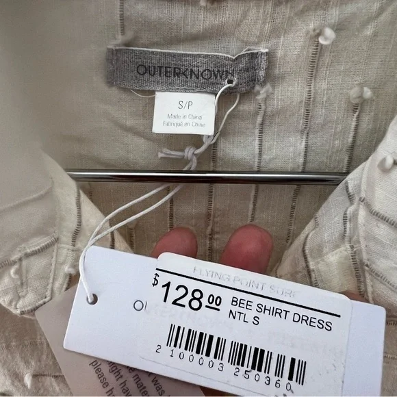 NEW Outerknown Natural Bee Organic Cotton Shirt Dress Small Relaxed - Picture 4 of 7